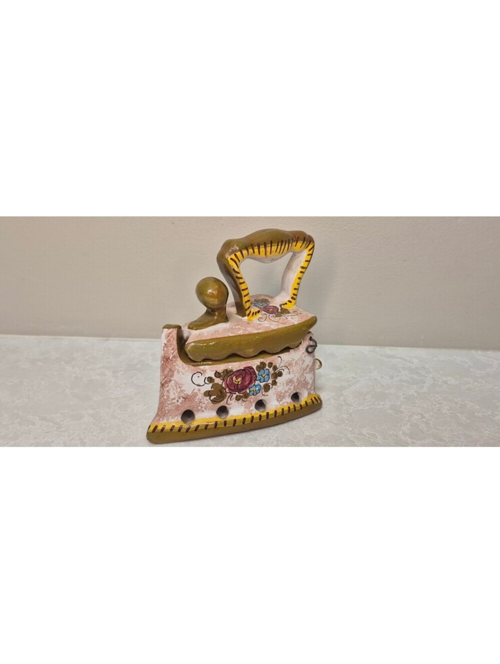 Vintage Hand-Painted Ceramic Iron - Potpourri